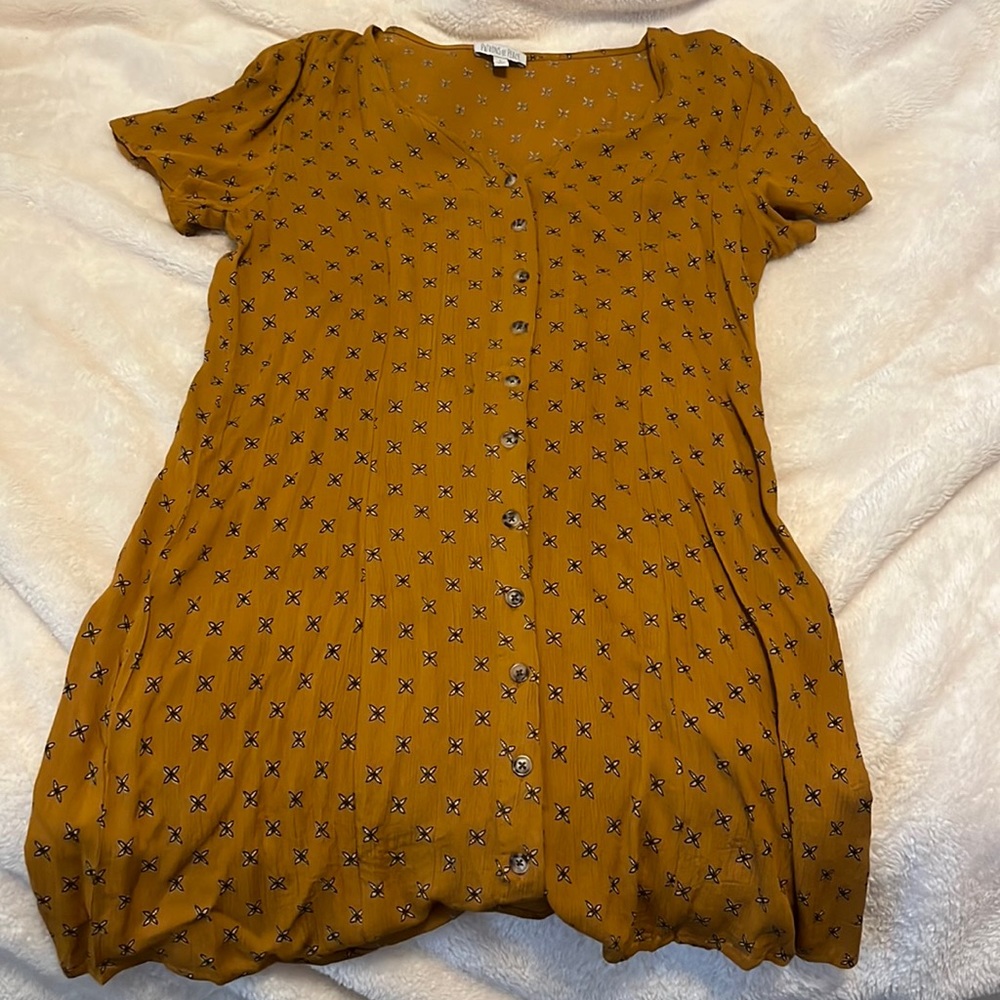 Button up mustard yellow dress